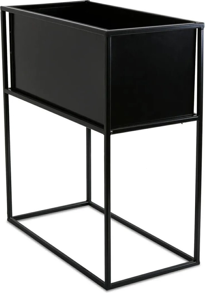 KOVOVÝ KVETINÁČ SO STOJANOM RECT 50X24X44 CM ČIERNA