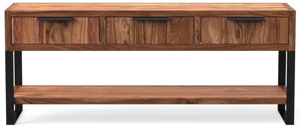 furniture-nabytek.cz - Masivní TV stolek Sydney z akácie, lakovaný, hnědý – 137×45×55 cm
