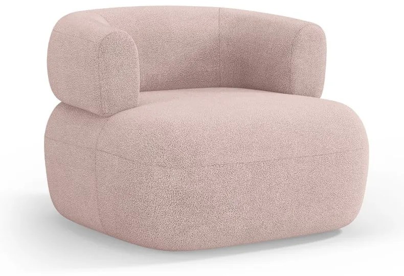 Svetloružové kreslo z textílie buklé Jenny – Micadoni Home