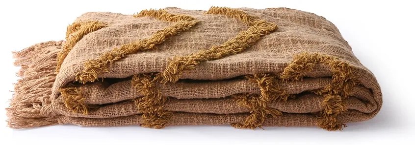 Hnedý pléd / prehoz s strapcami Fringe - 130 * 170 cm
