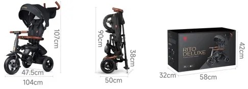 QPlay - Detská trojkolka 6v1 RITO DELUXE sivá
