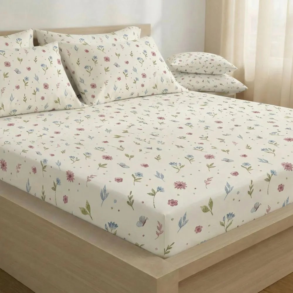 Kvalitex Bavlnené napínacie prestieradlo 90x200 cm - Letná lúka