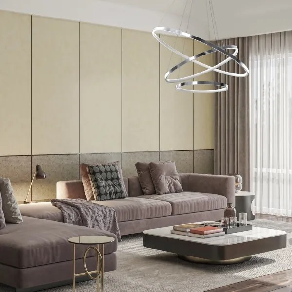 LED Luster na lanku HOOP LED/93W/230V pr. 80 cm 4000K lesklý chróm