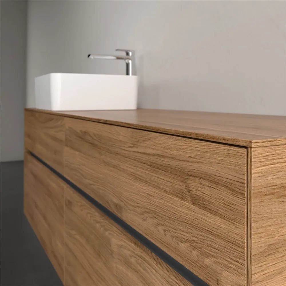 VILLEROY &amp; BOCH Collaro závesná skrinka pod umývadlo na dosku (umývadlo vľavo), 4 zásuvky, s LED osvetlením, 1600 x 500 x 548 mm, Oak Kansas, C050B0RH