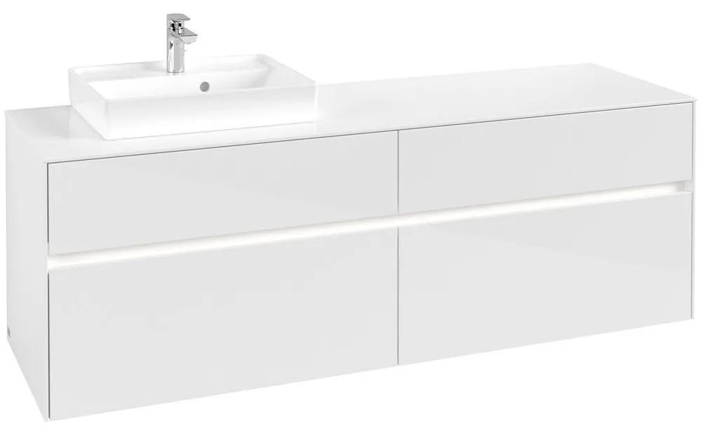 VILLEROY &amp; BOCH Collaro závesná skrinka pod umývadlo na dosku (umývadlo vľavo), 4 zásuvky, s LED osvetlením, 1600 x 500 x 548 mm, Glossy White, C078B0DH