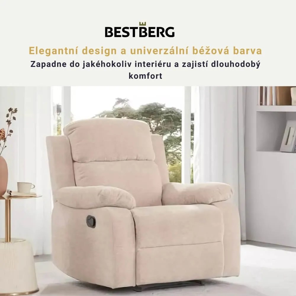 BestBerg BBMCH-1BG relaxačné lehátko / polyuretán/polyester / béžová