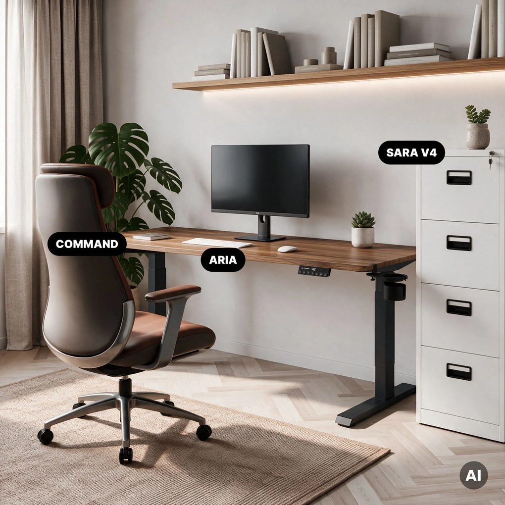 Elektrický stôl s reguláciou výšky ergonomický antracitový/orech,1600x800 mm: ARIA