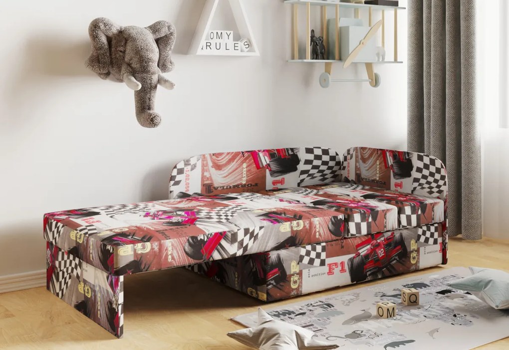 Detská rozkladacia pohovka MILO, 107x64x78, bajka 47/casablanka 19, ľavá