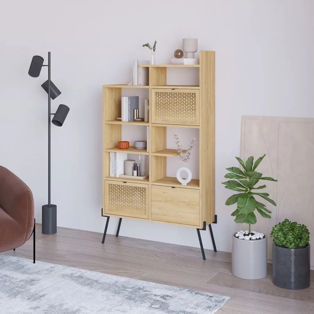 Knižnica v dekore duba v prírodnej farbe 95x170 cm Ecrin – Marckeric