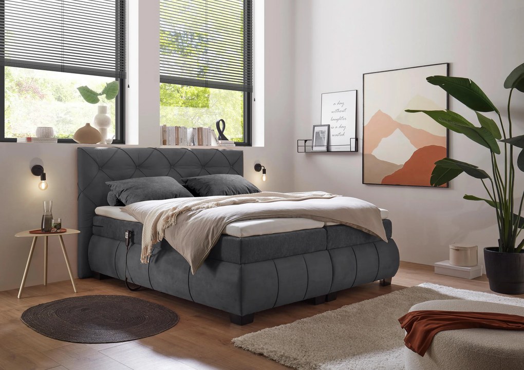 XXXLutz BOXSPRINGOVÁ POSTEĽ, 180/200 cm, antracitová MID.YOU - Online Only spálne - 002220057801