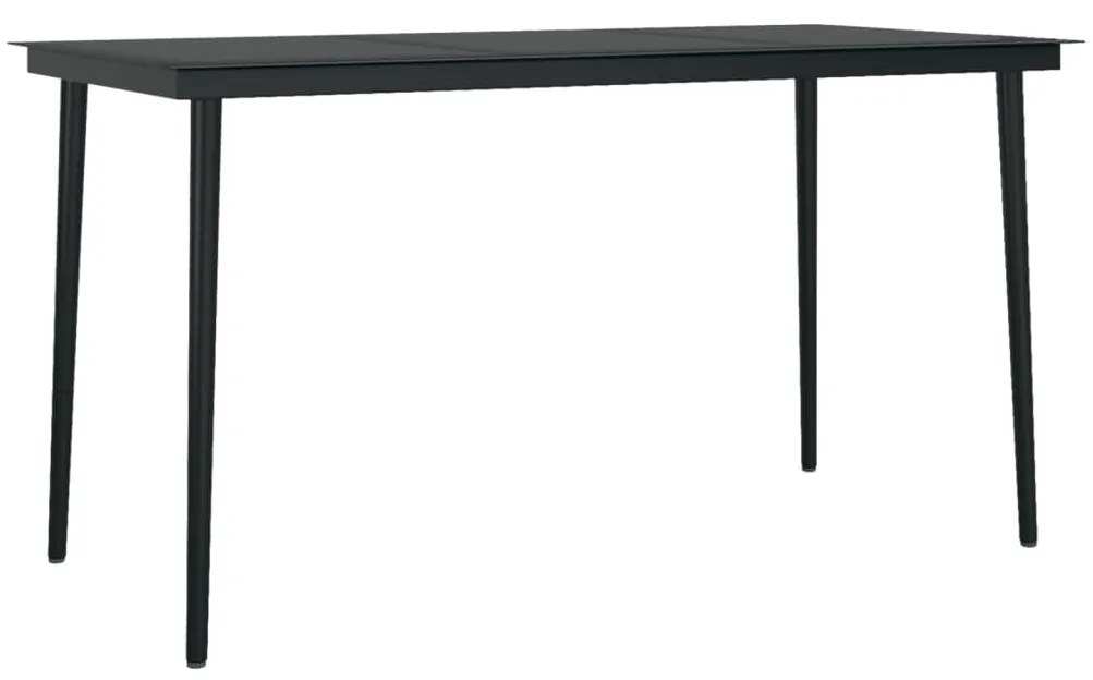vidaXL Záhradný jedálenský stôl čierny 140x70x74 cm oceľ a sklo
