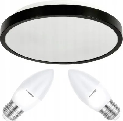 LED stropné svietidlo 2xE27 IP20 LARI-R ČIERNA + 2xE27 10W teplá biela sviečka