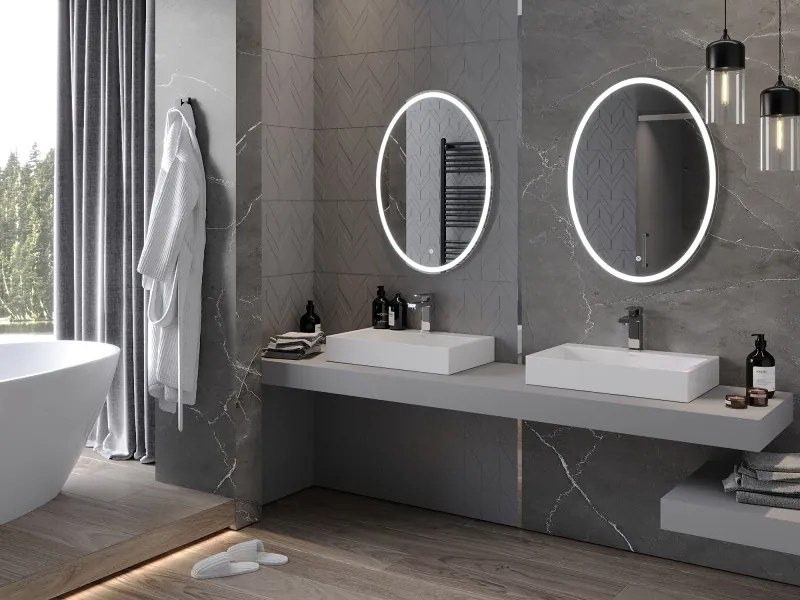 Mexen Elz, LED kúpeľňové zrkadlo s podsvietením 60 x 80 cm, 6000K, ochrana proti zahmlievaniu, 9802-060-080-611-00