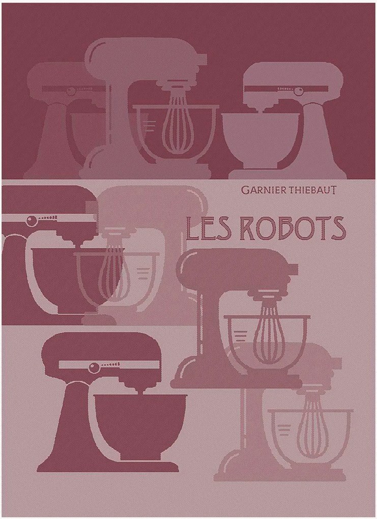 Žakárové kuchynské utierky Les Robots Framboise, 4 ks
