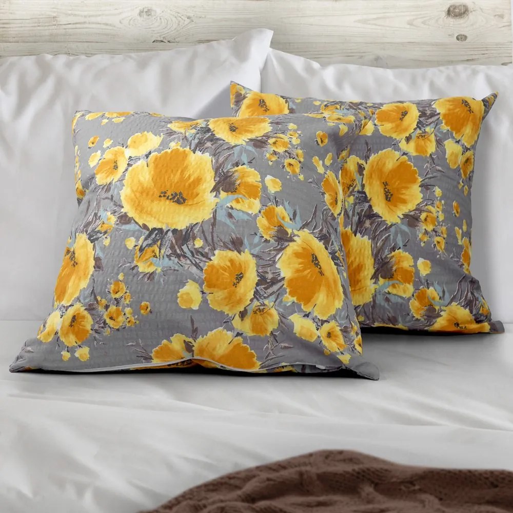 Polášek Krepový povlak na vankúš - Drobné žlté kvietky | 70 x 90 cm