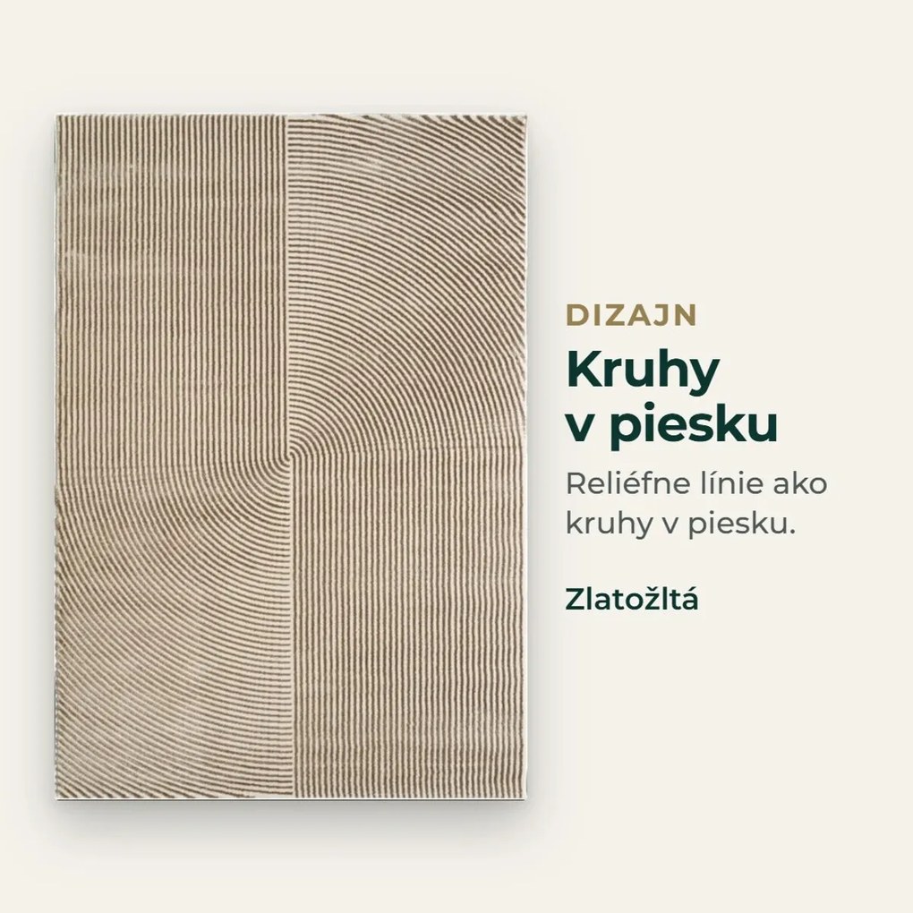 Angel Carpet, Kusový koberec Zafiro 19 Gold, 60x110, žltá, kancelária