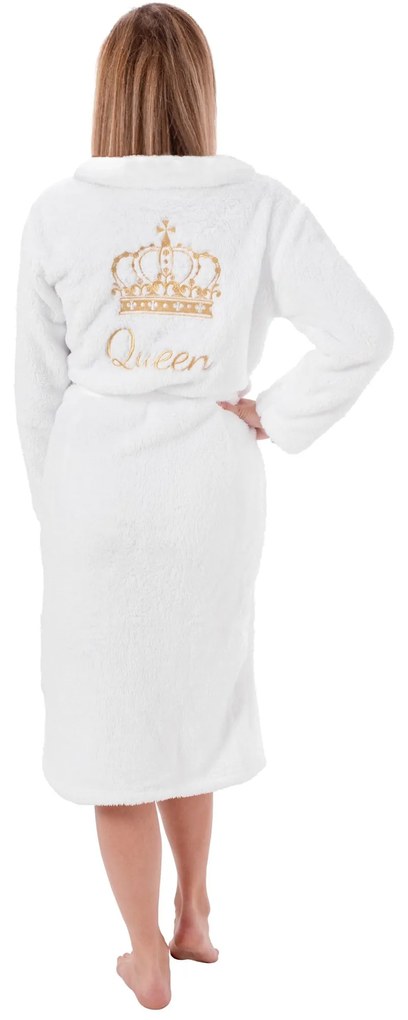 Dekorstudio Dámsky vyšívaný župan s nádpisom Queen White Varianta: L/XL