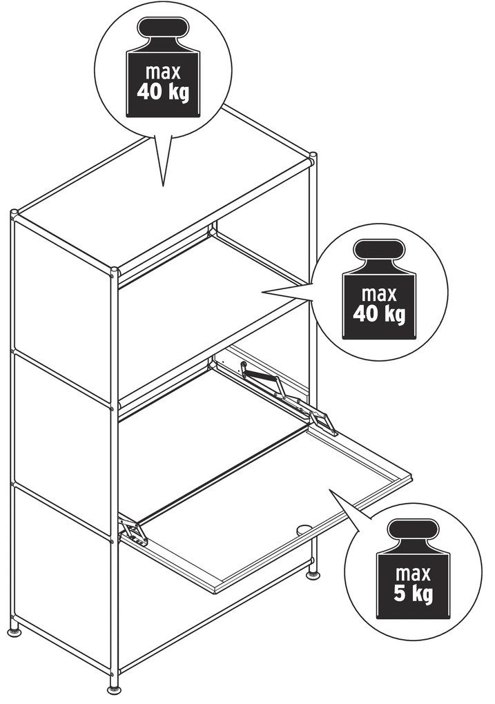 Komoda Kovová komoda »CN3« s výklopnými priečinkami, zelená