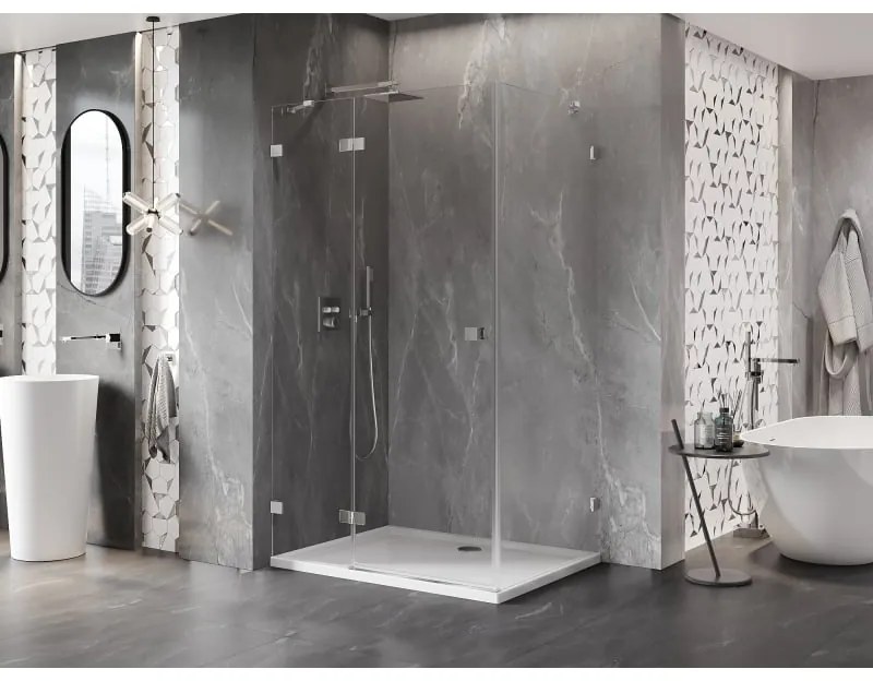 Mexen Lunar, 1-krídlový sprchový kút, ľavý, 80 x 70 cm, 8mm číre sklo, chrómový profil, 834-080-070-01-00-L