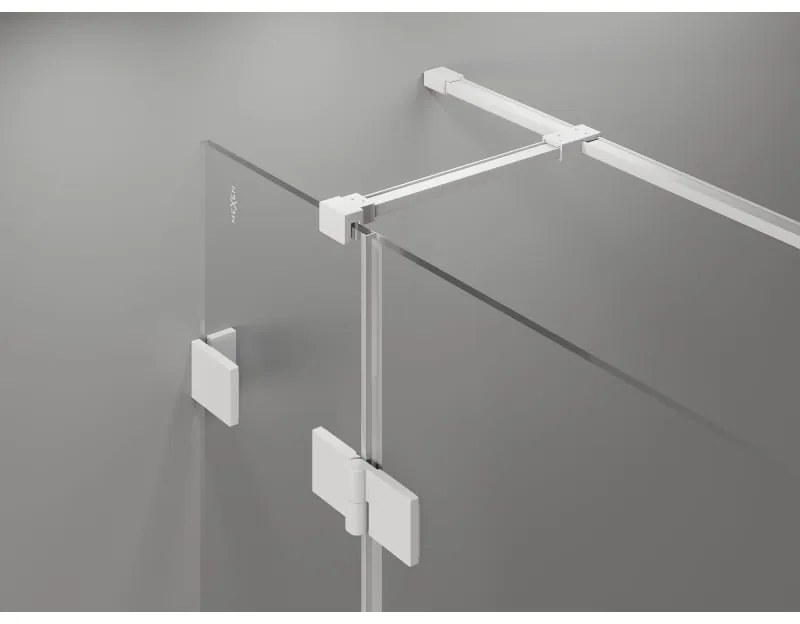 Mexen Lunar T, sklápací sprchový kút ľavý 115 x 110 cm, 8mm číre sklo, biely profil, 834T-115-110-20-00-L