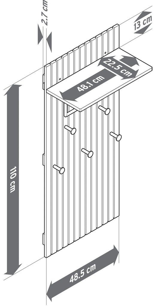 Vešiaková skriňa »HOLT« z bambusu s lamelovými prvkami