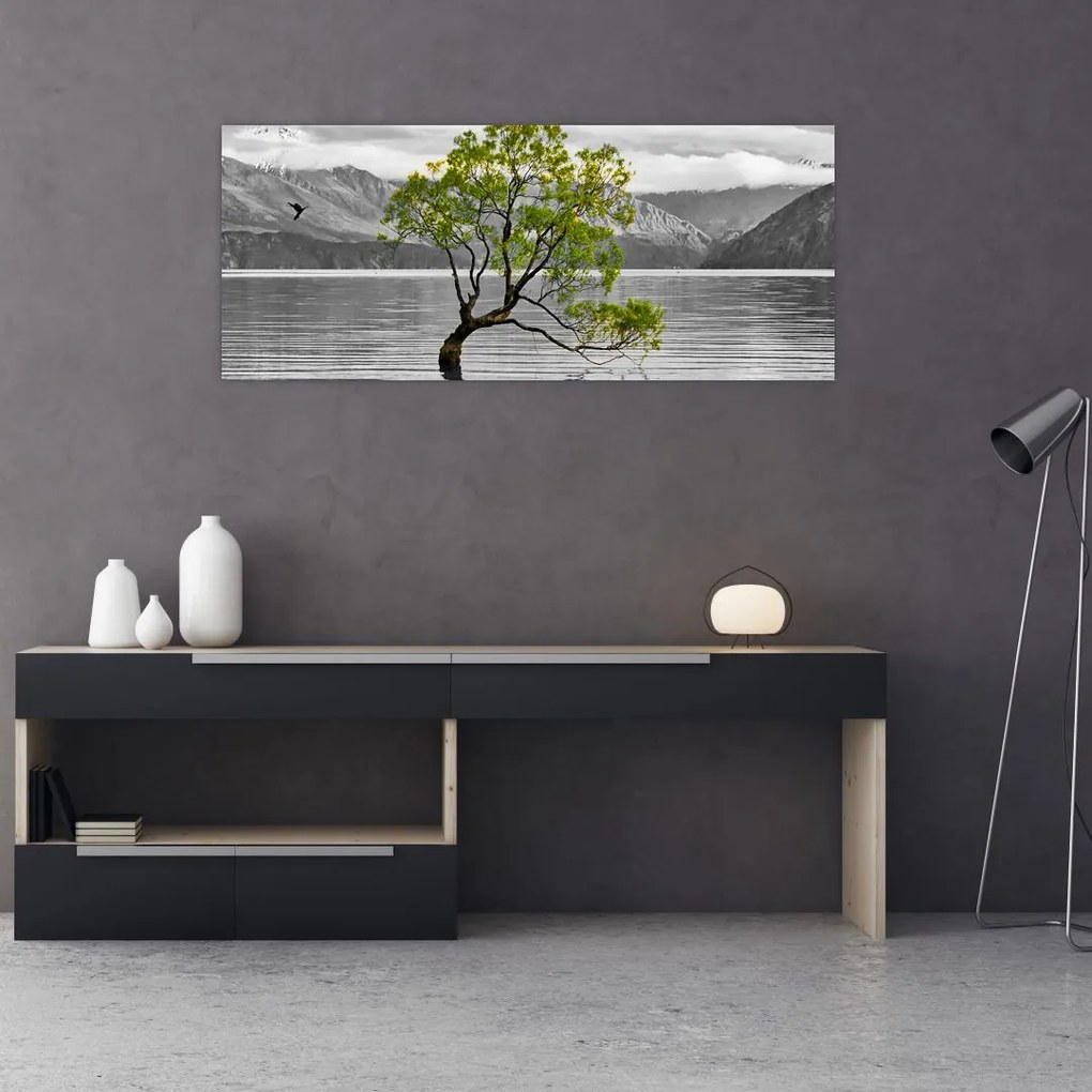 Obraz stromu uprostred jazera (120x50 cm)