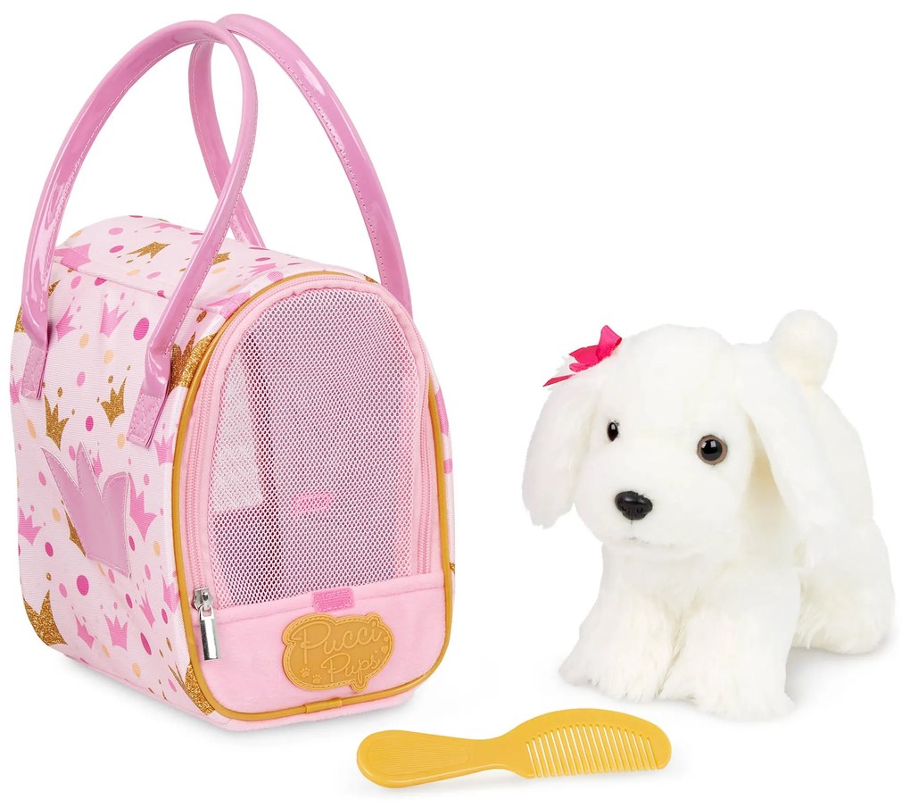 Psík biely v taške Pink Crown Glam Bag
