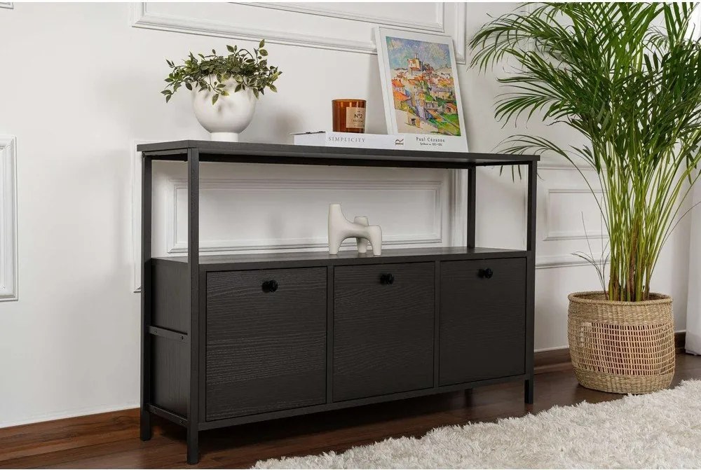 Čierny matný konzolový stolík 29,5x120 cm Solace – Kalune Design