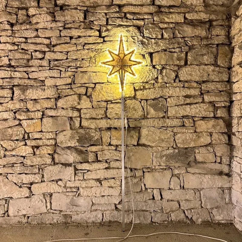 DECOLED LED svetlo s hviezdou pre 3D tlač na vrchole stromu, 35 x 50 cm, teplá biela