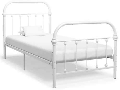 vidaXL Posteľný rám biely 100x200 cm kovový-