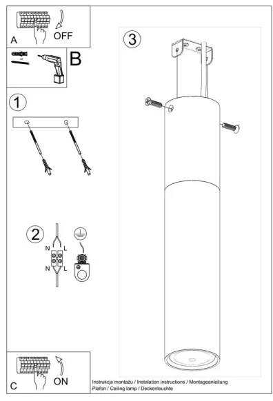 Sollux SL.0635 - Stropné svietidlo PABLO 1xGU10/40W/230V čierna