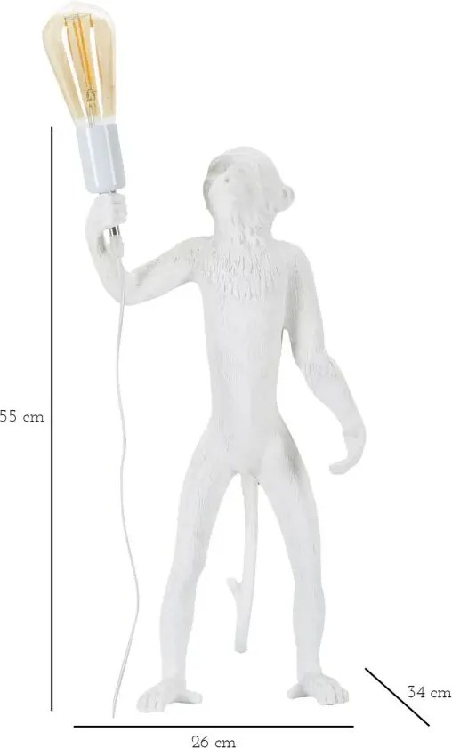 Stolná lampa Opica 55 cm biela
