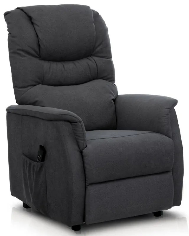 TV a relaxační křeslo s elektrickým ovládáním, potah šedá látka, 2 motory 240V/2