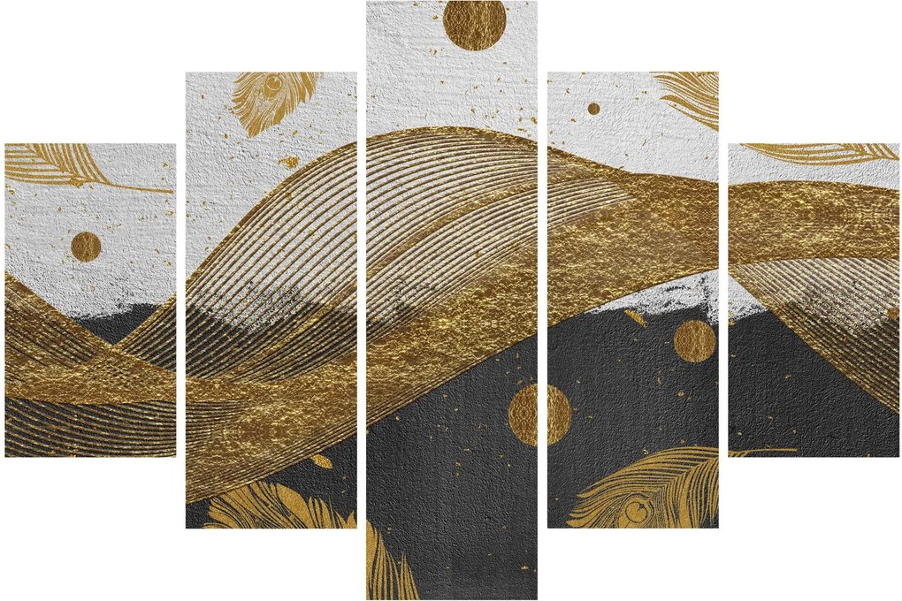Obraz - Zlaté pierka (150x105 cm)