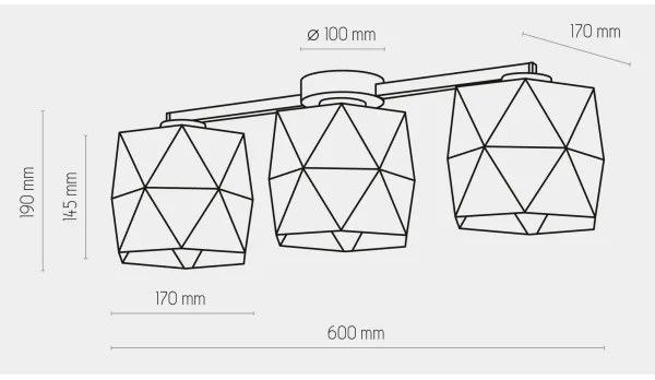 Prisadený luster SIRO 3xE27/15W/230V čierna/zlatá