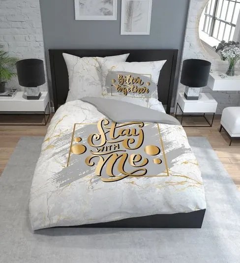 Luxusné bavlnené posteľné obliečky Stay with me 3 časti: 1ks 200x220 + 2ks 70 cmx80