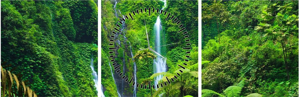 Obraz - Vodopády Madakaripura, východná Java, Indonézia (s hodinami) (90x30 cm)