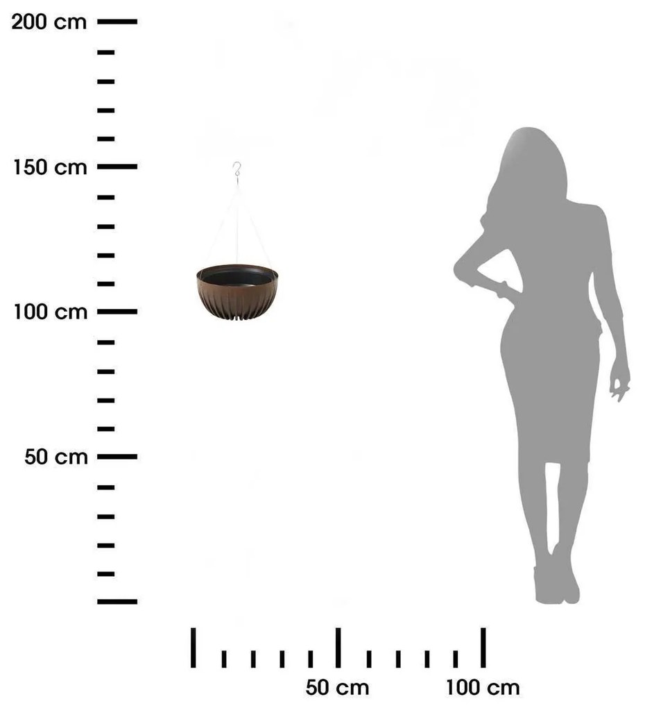 Závěsný květináč STRIPPED ECO 30 cm kávově hnědý