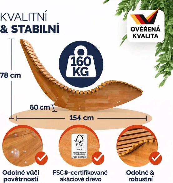 Záhradné ergonomické lehátko BENY z akácie