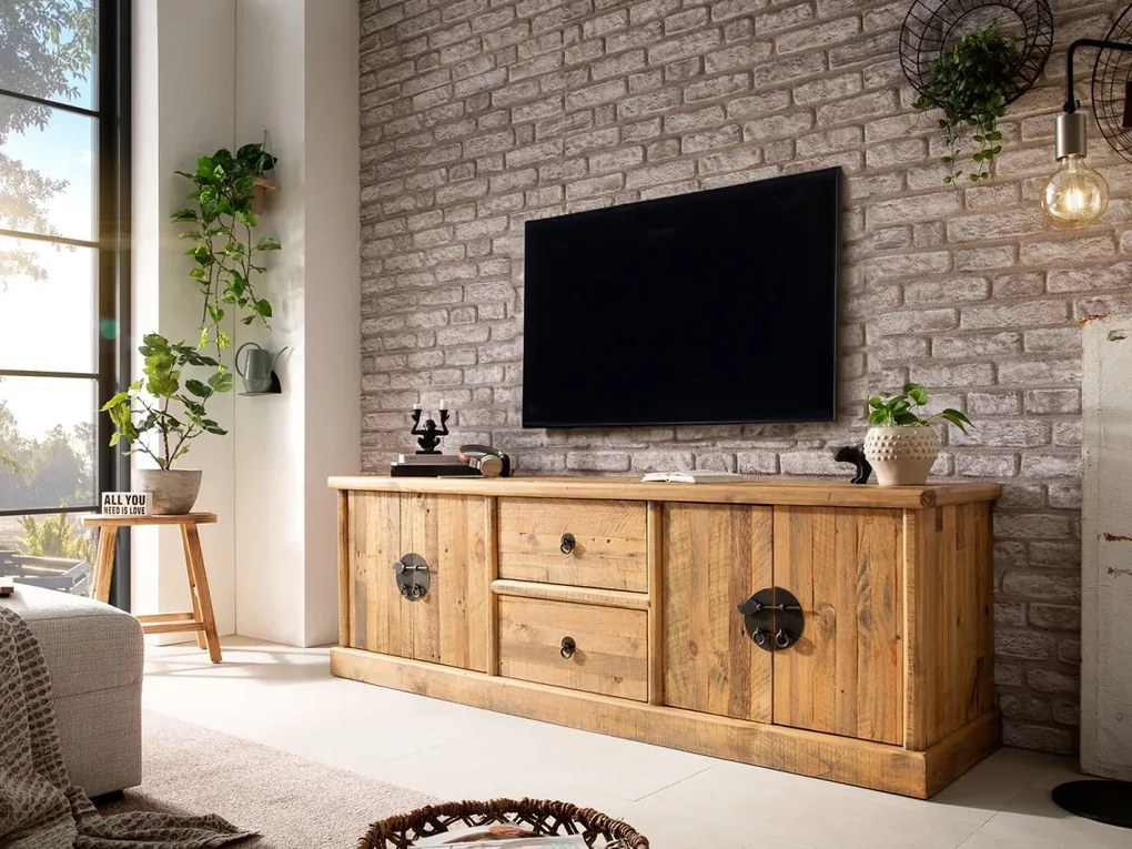 furniture-nabytek.cz - Masívny TV stolík Laredo z borovice, lakovaný, prírodná farba