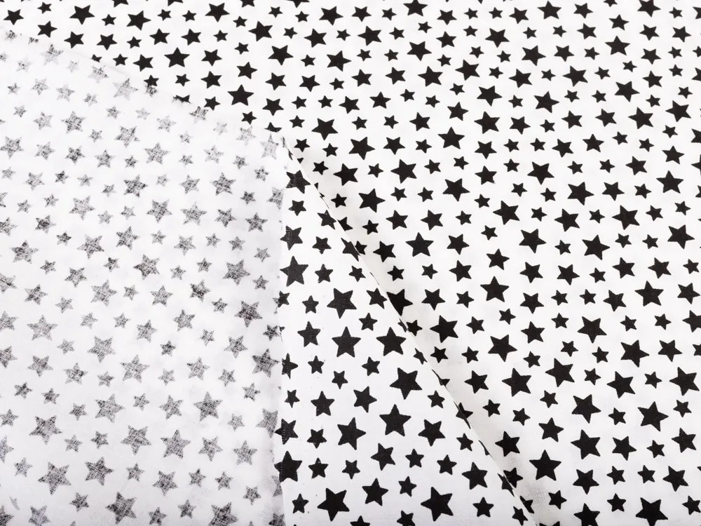 Biante Detský bavlnený záves Sandra SA-310 Čierne hviezdičky na bielom 150x150 cm