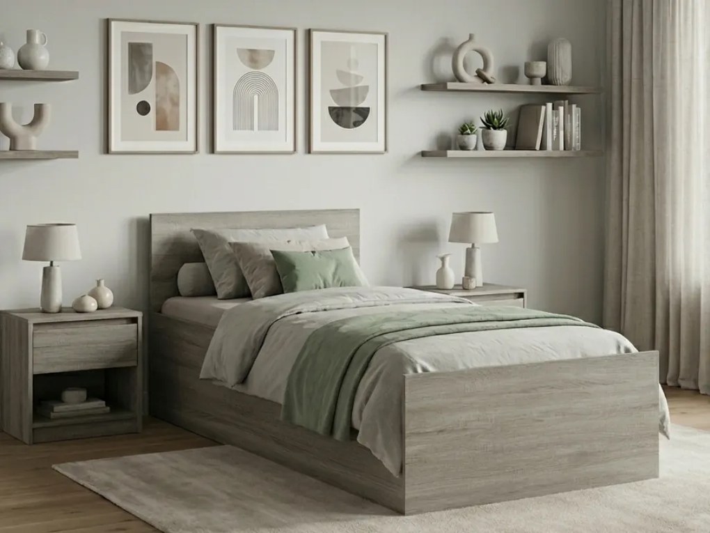 Posteľ SOFIA 90 x 200 cm, dub hľuzovka Rošt: S lamelovým roštom, Matrac: Matrac DELUXE 10 cm