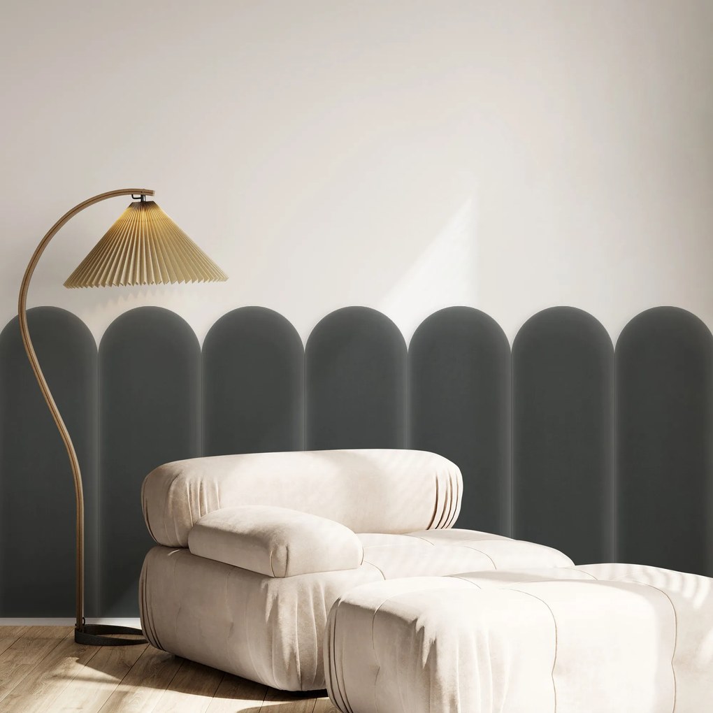 Zamatový čalúnený panel - Oblúk - 20x80cm Farba: Grafit