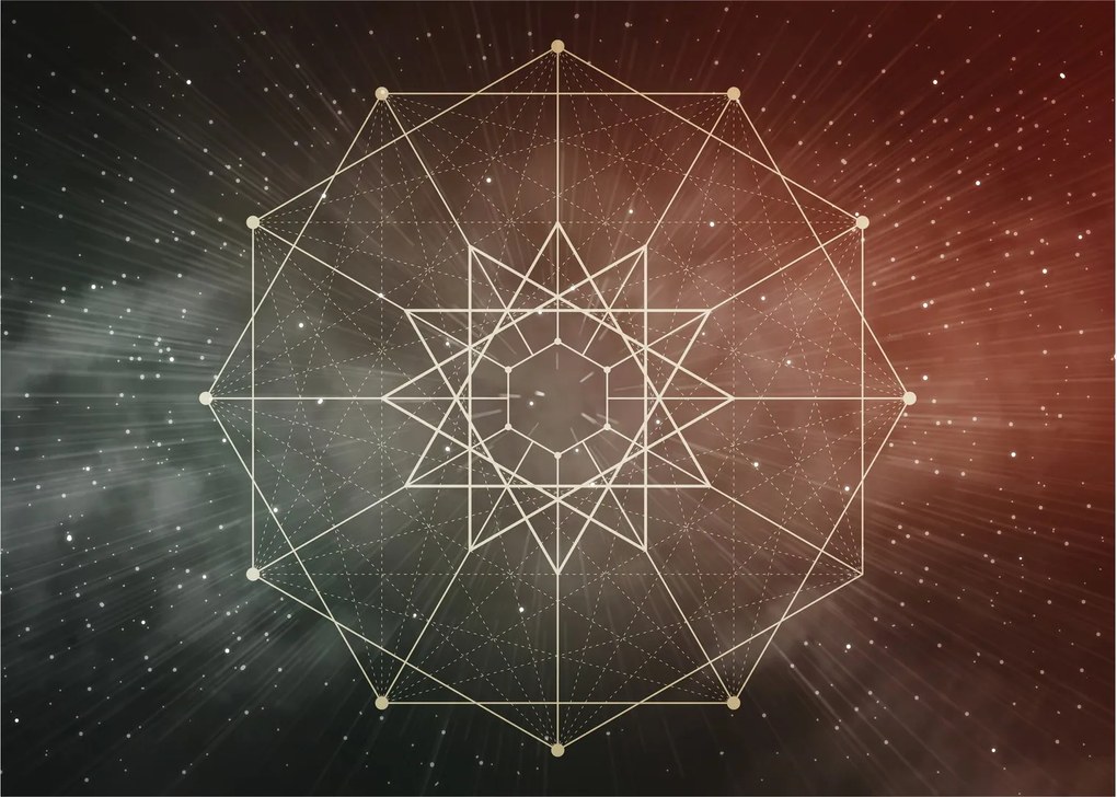 Sklenený obraz - Vesmírny dodecagram (70x50 cm)