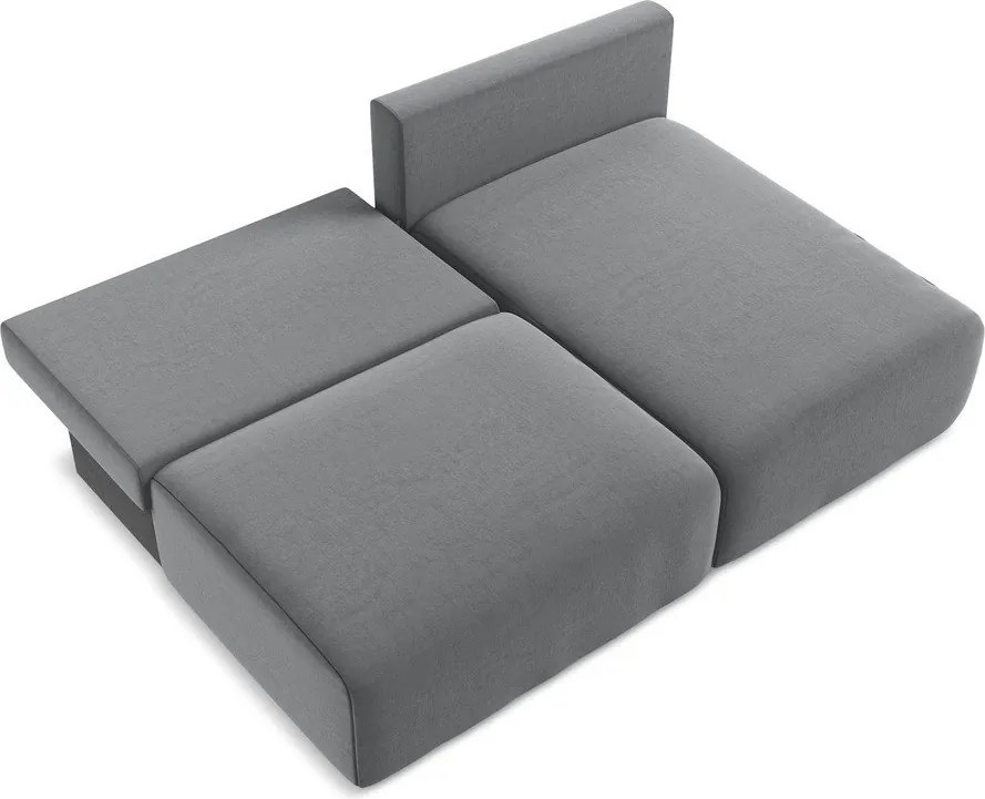 Sivá zamatová rozkladacia/s úložným priestorom rohová pohovka (pravý roh/s leňoškou) Kalena – Makamii