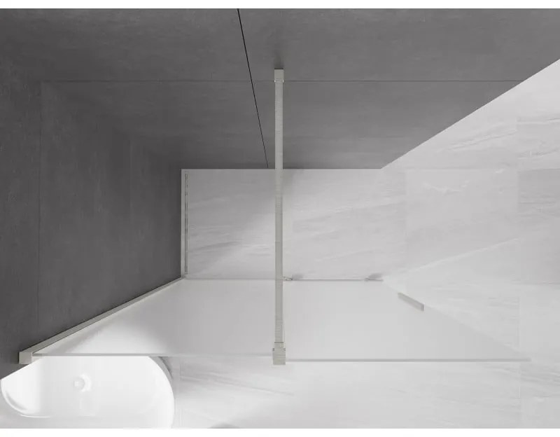 Mexen Velar, sprchová zástena s posuvnými dverami Walk-in 130 x 200 cm, 8mm sklo námraza, brúsená oceľ, 871-130-000-33-97