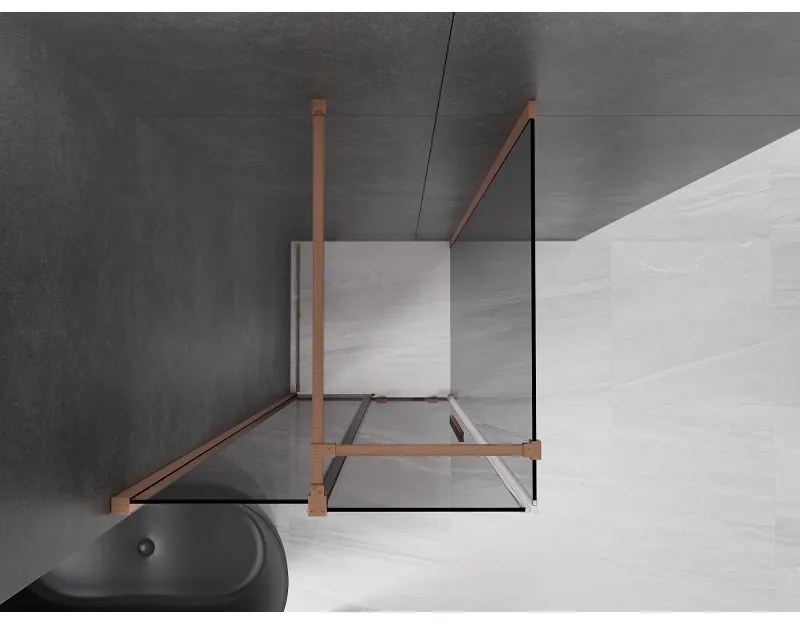 Mexen Velar, sprchový kút s posuvnými dverami 120 x 120 cm, 8mm šedé sklo, medená matná, 871-120-120-41-65