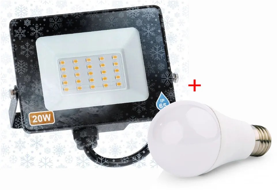 BERGE LED reflektor IVO-2 20W - neutrálna biela + LED žiarovka 10W ZADARMO