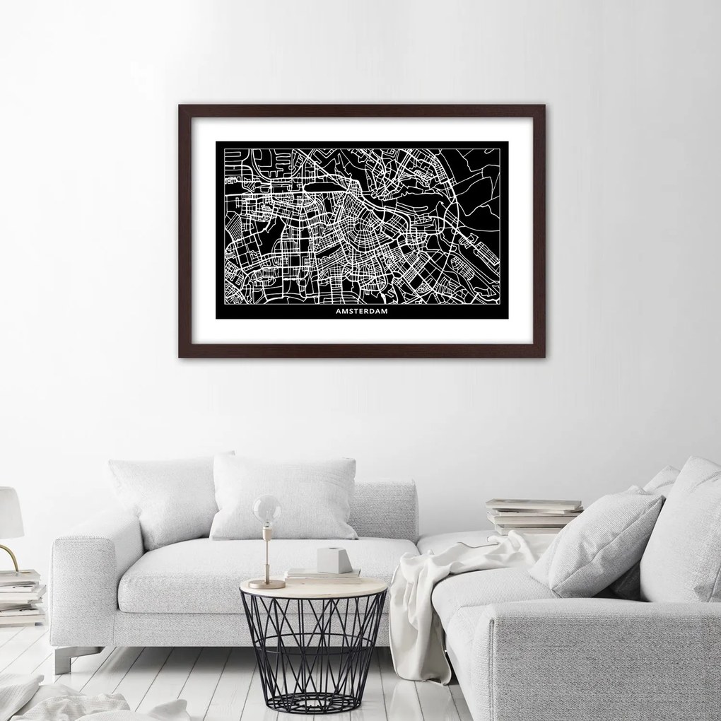 Gario Plagát Plán mesta Amsterdam Farba rámu: Bez rámu, Rozmery: 100 x 70 cm