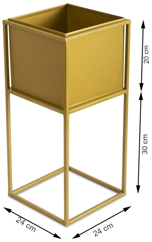 KOVOVÝ KVETINÁČ SO STOJANOM PLAIN 50X24 CM ZLATÁ